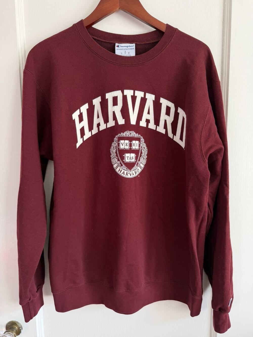 Champion Harvard University Crewneck Sweatshirt Large L Crimson Maroon Pullover